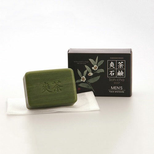 ■無防腐剤・植物油脂由来の石鹸に、緑茶粉末(静岡県産)が想茶石鹸の2倍配合された、すっきりと汚れを落とし体や汗の匂い抑える男性のための石鹸です。■汚れを吸着する力に優れた麦飯石微粒子によって洗浄効果が高くなっています。■ユーカリ油・ハッカ油が爽快感をあたえ、すっきりとした洗い心地になってます。■天然保湿成分をたっぷり含んだミルキーな泡が潤いを【送料について】北海道、沖縄、離島は送料を頂きます。