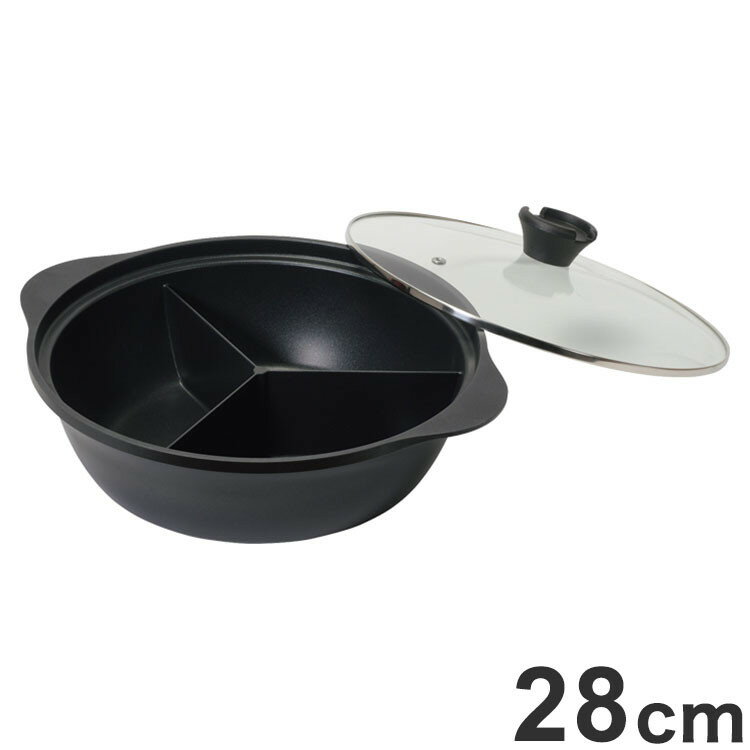 Ih Compatible - パール金属 韓味家 ふっ素加工IH対応ガラス蓋付IH対応三食鍋28cm HC-87【送料無料】