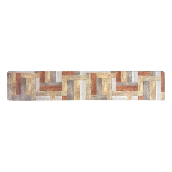 廚房用墊 - 拭いてお手入れするキッチンマット ウッド柄 240×45cm ブラウン【送料無料】