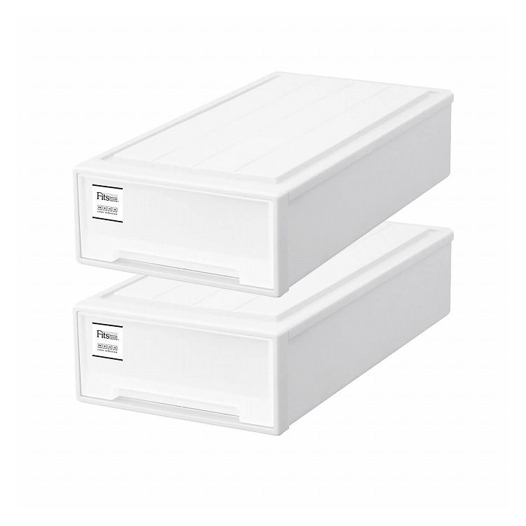 2個セット 天馬 Fits フィッツケース スリム ホワイト 幅39cm 奥行74cm 高さ18cm(代引不可)【送料無料】
