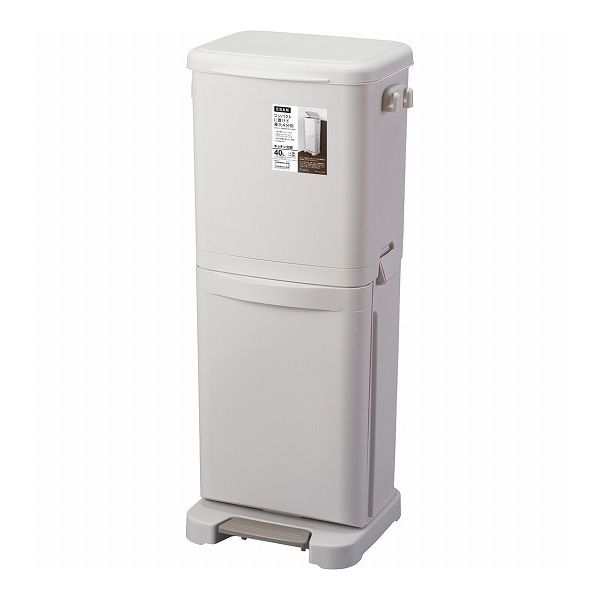 アスベル 分別 ペダル2段 40L ホワイト A6602 分別 ダストボックス 2段 縦型 ペダル式 白 おしゃれ(代引不可)【送料無料】