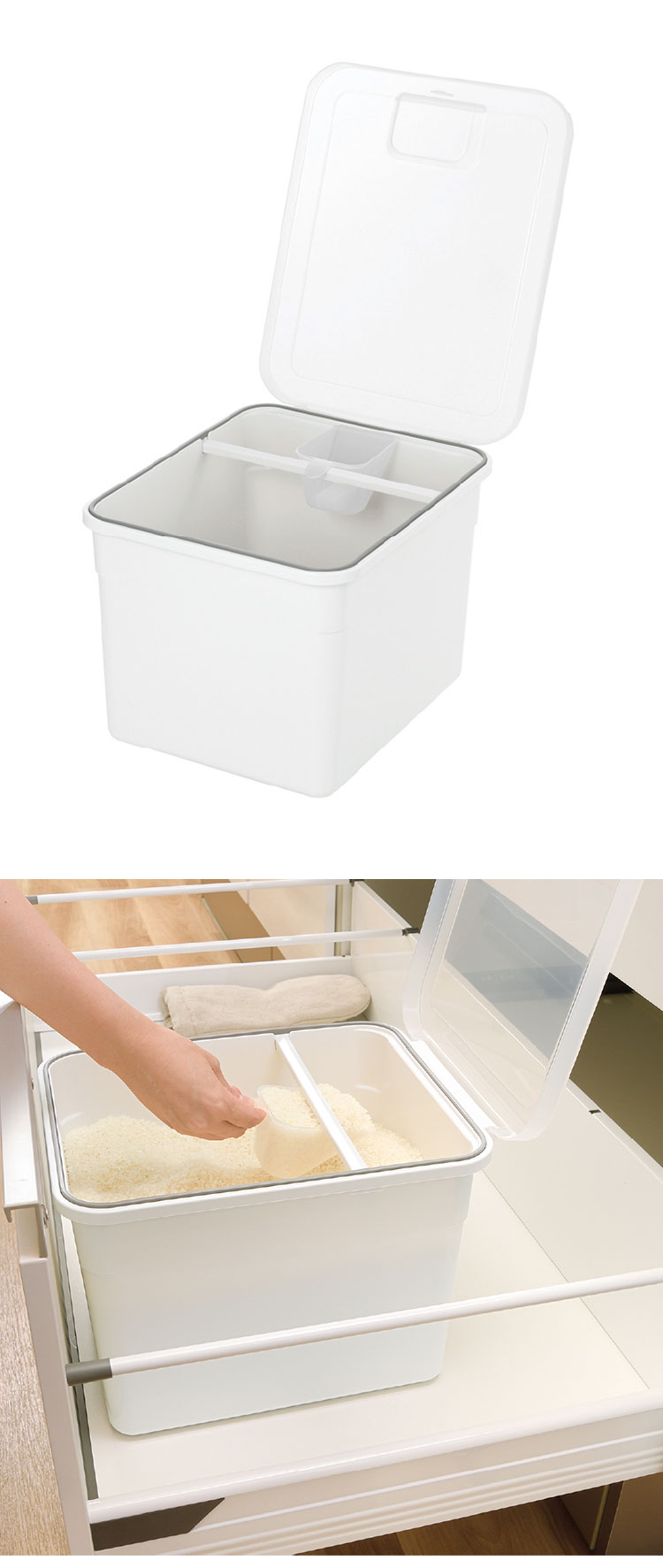 【2024年 新発売】米びつ 10kg トトノ 引き出し用 米びつR ( 抗菌 計量カップ付き 無洗米兼用 米櫃 こめびつ ライスストッカー シンク下米びつ システムキッチン キッチン 収納 米 保管(代引不可)【送料無料】