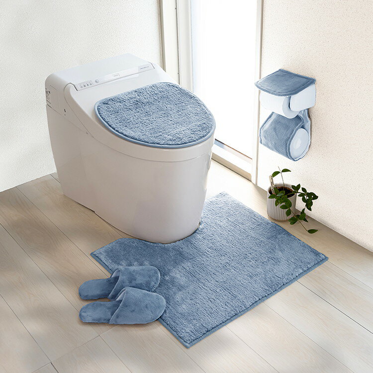 ルックス コクーン トイレマット 55×60cm ブルー 洗える トイレ マット 足元 滑り止め 冷え防止 洗濯OK(代引不可)【送料無料】