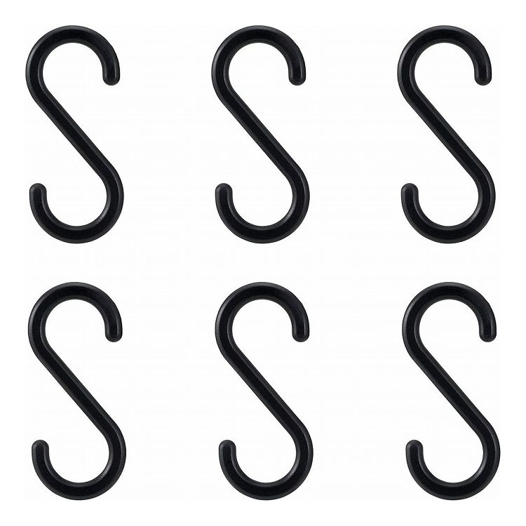 【3個セット】 レック S字フック(小) ブラック 6個入 H00501 フック 大きい 耐荷4キロ 樹脂製 丈夫 2.7cmまで(代引不可)【送料無料】