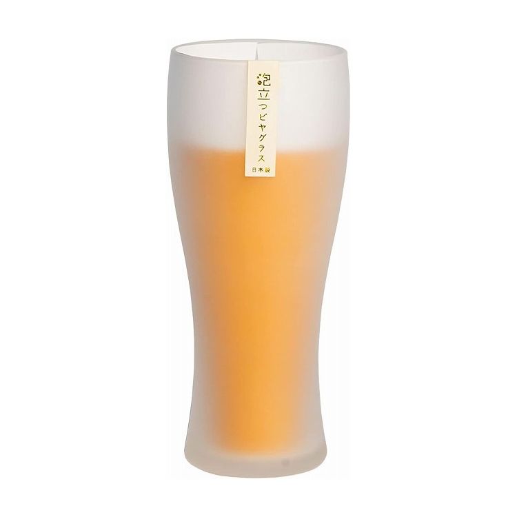 注ぐだけでクリーミーな泡が立つタンブラータイプのビールグラス。内面のすりガラス状の凹凸によって程よい泡が立ち、美味しいビールを愉しむことができます。食洗機対応。日本製。傷が付きますと破損しやすくなります。お取り扱いに十分ご注意ください。耐熱ガラスではありません。急激な温度変化（特に急冷）で割れることがありますのでご注意ください。電子レンジ・オーブン等では使用しないでください。グラスの内面を洗う際は十分ご注意ください。内側から力を入れて捻り洗いしますと、破損して思わぬケガをする場合があります。箱サイズ（約）幅7.5×奥行7.4×高さ16.7cmグラスサイズ（約）最大径7×高さ16cm（口径6.7cm）材質:ソーダライムガラス容量（約）360ml【代引きについて】こちらの商品は、代引きでの出荷は受け付けておりません。【送料について】北海道、東北、九州は送料を頂きます。【配送について】沖縄、離島は配送できません。予めご了承ください。