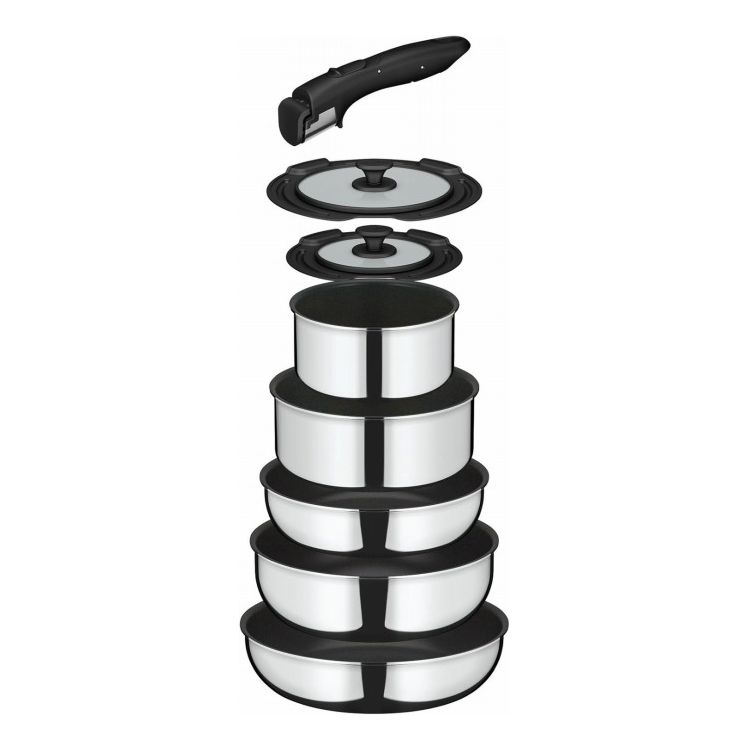 IH・ガス火両方OK！フライパン・鍋5点に取っ手やフタがセットになった充実の8点セット！ミラー仕上げのデザインと、耐摩耗性の高さ、焦げつきにくさが特長です。セット内容 人気の深型フライパン22cmと26cm、煮込み料理にも便利な超深型の24...