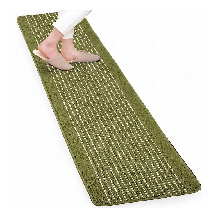 オカ 優踏生 洗いやすいキッチンマット 45×240cm グリーン(代引不可)【送料無料】