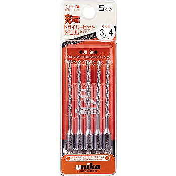 ユニカ 充電ドライバービットドリルRJタイプ 5本セット 3.4mm DP5-RJ34
