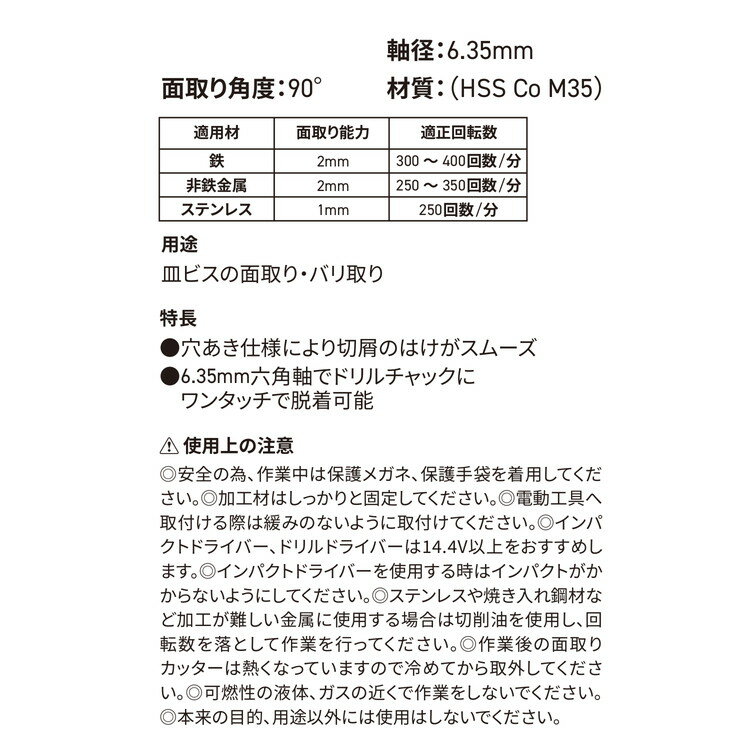 WIZ'A アークランズ 穴あき面取りカッター 鉄工用 2~5mm WZ-CS25
