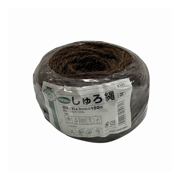 加藤伝蔵商店 しゅろ縄 茶 Φ3×100m 2本出し 園芸 植木 K101