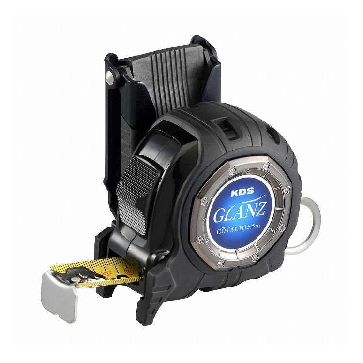 【商品説明】長さの測定、記録写真、レベル確認などにご利用いただくコンベックスです。握りやすい従来の5m仕様サイズのコンパクトボディのまま5.5mを実現しました。右手で素早く罫書きを行うための右基点目盛です。コシが強くヨレにくい剛立イエローテープなので、水平保持力2.6m以上とテープの立ちが違います。光の反射を抑えるシリカコートに被膜の機能性を上げる特殊添加剤をプラスし、更に耐摩耗性が向上しました。テープの裏面は記録写真で見やすい正縦数字なので、レベル確認にも最適です。高強度の厚爪は、厚み1.5倍で強度2.5倍を実現しました。爪曲がりによる測定誤差リスクを低減します。【注意事項】テープにひび割れが生じた時は使用しないでください。破断しケガの原因となります。テープはSTOP表示以上引き出さないでください。破損やバネエッジでケガをすることがあります。テープは電気を伝えます。感電にご注意ください。【仕様】材質：テープ：スチールバネ：スチールケース：ABS樹脂色：ブラック/ブルー用途：長さの測定、記録写真、レベル確認などにサイズ（約）：D72×W57×H90mm（ホルダー含む）重量（約）：418g（ホルダー含む）テープの幅×長さ：25mm×5.5m目盛の仕様：メートル目盛・両面目盛・右基点・455mmピッチスタッドマーク付・テープ裏面「正縦数字」・JIS1級爪の仕様：0点補正移動爪・4点鋲・高強度「厚爪」テープの仕様：剛立イエローテープ（水平保持力2.6m以上）・シリカコートプラス仕様：ショックアブソーバー付・メタルホルダーGZ用アダプター装備・安全ロープ取付リング付付属品：大型ベルトクリップ、メタルホルダーGZ胴ベルト用メタルホルダーGZ胴ベルト用対応サイズ：（幅）53mm以内（厚み）3mm以内【特長】コンベックス、5.5、5.5m、jis1級、両面、右基点、左手、左利き、25mm幅、折れない、黒、ブラック、黄色、テープ、建築、大工、セルフロック、ベルトクリップ【送料について】北海道、沖縄、離島は送料を頂きます。