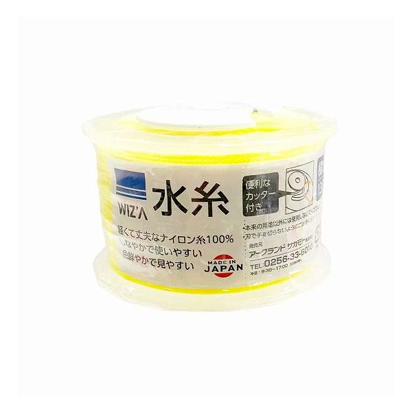 商品説明●ナイロン●蛍光イエロー●用途：建築や土木、DIYなどで、水平・垂直・直線出しをする際に●長さ：135m●太さ：極太（約1.5mm）●色：蛍光イエロー●仕様：カッター付きスペック●建築や土木、DIYなどで、水平・垂直・直線出しをする際にご利用いただく水糸です。●軽くて丈夫なナイロン糸100%で、しなやかで使いやすいです。●発色の良い蛍光イエローで見やすいです。※注意事項●本来の用途以外に使用しないでください。●カッターで手を切らないようご注意ください。【代引きについて】こちらの商品は、代引きでの出荷は受け付けておりません。【送料について】北海道、沖縄、離島は送料を頂きます。