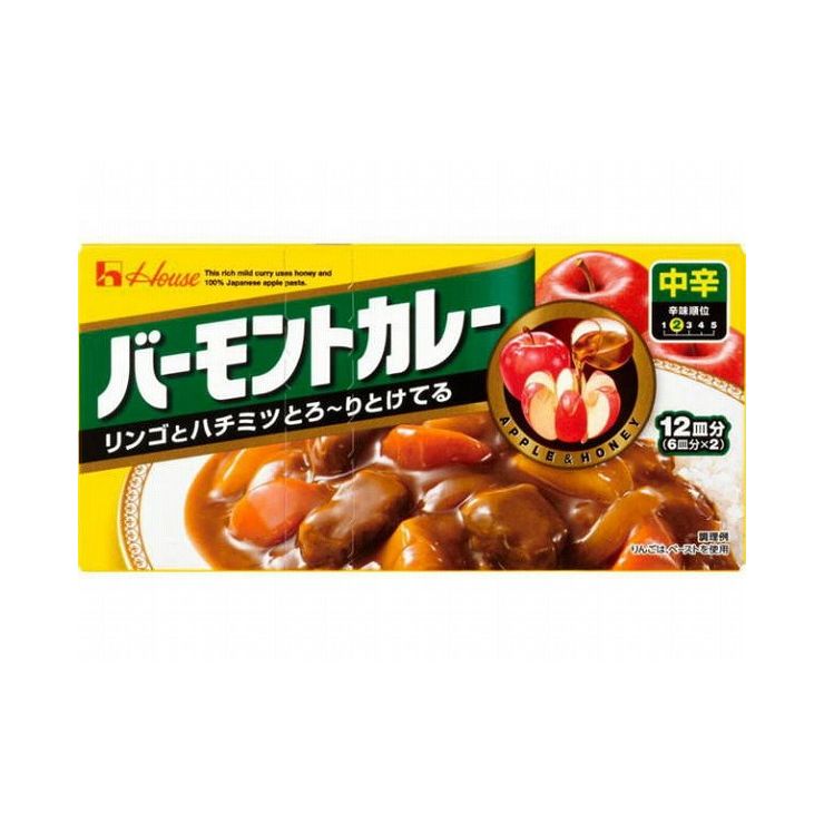 商品説明アメリカのバーモント州に伝わるりんごとハチミツの健康法を応用したカレー。マイルドなスパイスの風味が特徴のカレーパウダーがベースです。内容量230g原材料(アレルギー表記含む)食用油脂（牛脂豚脂混合油、パーム油）、小麦粉、砂糖、食塩、でんぷん、カレーパウダー、砂糖粉乳混合品、全粉乳、脱脂大豆、はちみつ、チーズ加工品、玉ねぎエキス、ローストオニオンパウダー、トマトパウダー、オニオンパウダー、ポークエキス、バナナペースト、粉乳小麦粉ルウ、ココア、酵母エキス、ごまペースト、トマト調味料、りんごペースト、香辛料、しょう油加工品、ガーリックパウダー、ローストガーリックパウダー、チーズ、トマトエキス、着色料（カラメル、パプリカ色素）、調味料（アミノ酸等）、乳化剤、香料、酸味料、香辛料抽出物、（原材料の一部に鶏肉を含む）アレルゲン原材料名をご確認いただき、対象成分がないか事前にご確認ください。賞味期限別途パッケージ記載保存方法常温で保存メーカー名ハウス食品（株）生産国・加工国日本※こちらは単品商品が10個セットでの販売となります。【代引きについて】こちらの商品は、代引きでの出荷は受け付けておりません。【送料について】沖縄、離島は送料を頂きます。