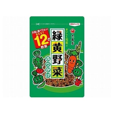 【商品説明】大森屋12種類の緑黄野菜ふりかけ・原材料(アレルギー表記含む)乳糖(外国製造)、いりごま、砂糖、大豆、かつお・さば混合削り節、食塩、でん粉、大根葉、にんじん、のり、醤油、デキストリン、卵黄粉末、かぼちゃ、ぶどう糖、昆布、ほうれん草、黒糖、もろみ、発酵調味料、抹茶、パプリカ、グリンピース、ケール、チンゲン菜、トマト、植物蛋白加水分解物、かつお節エキス、ブロッコリー、小松菜、植物油脂、アスパラガス、食物繊維、あおさ、レモン、昆布エキス、みりん、清酒、唐辛子、えびエキス、植物性乳酸菌(殺菌)/調味料(アミノ酸等)、卵殻カルシウム、加工デンプン、着色料(カロチノイド、カラメル、クチナシ、紅麹、紅花黄)、セルロース、増粘剤(キサンタンガム)、V.B1、酸味料、甘味料(甘草)、(一部に卵・乳成分・小麦・えび・ごま・さば・大豆を含む)・賞味期限※仕入れ元の規定により半分以上期限のある商品のみ出荷致します。12ヶ月・保存方法別途パッケージに記載・メーカー名（株）大森屋・生産国日本【代引きについて】こちらの商品は、代引きでの出荷は受け付けておりません。【送料について】沖縄、離島は送料を頂きます。