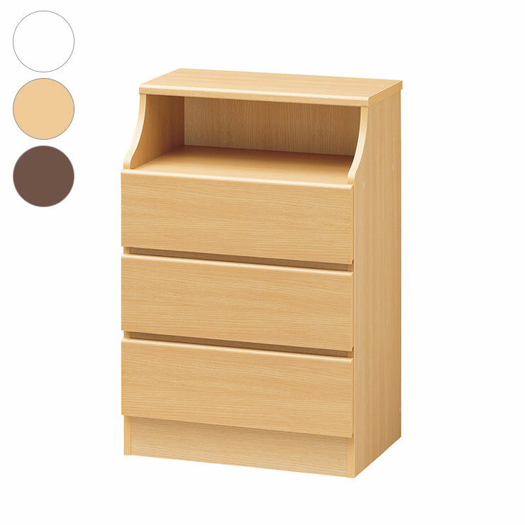 白井産業 チェスカ 三段 チェスト 幅60cm チェスト 引出し 棚付き 飾り棚付き 収納 衣類収納 片付け 組み合わせ 3段 片付け 整理 整頓 1梱包(代引不可)【送料無料】