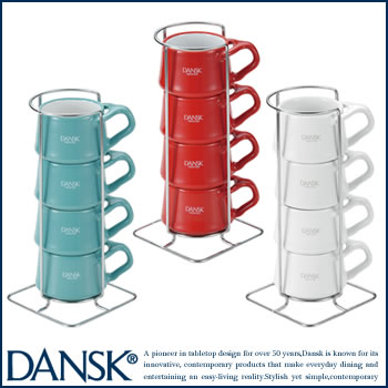 DANSK(ダンスク) コベンスタイル ストーンウェア ミニカップ 4個入 チリレッド ホワイト ティール【あす楽対応】