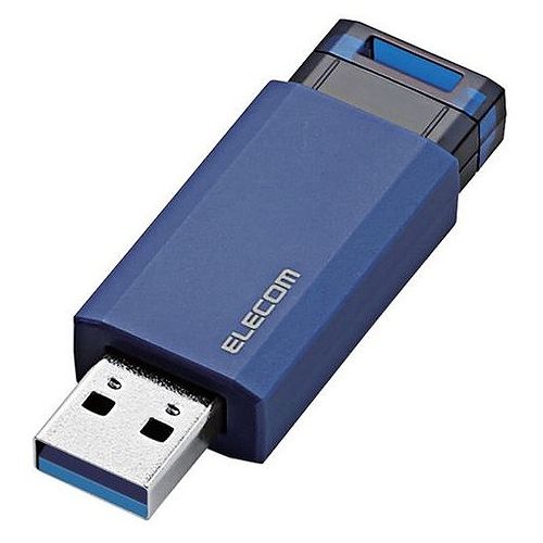 エレコム USBメモリー/USB3.1(Gen1)対応/ノック式/オートリターン機能付/32GB/ブルー MF-PKU3032GBU(代引不可)