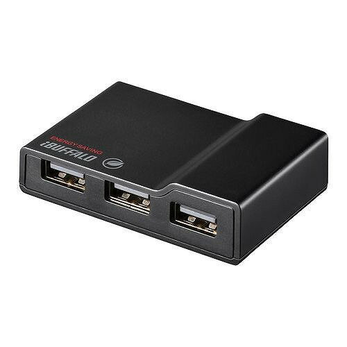 BUFFALO 電源連動節電機能付き 4ポートセルフパワーハブ ブラック BSH4AE12BK(代引不可)【送料無料】