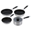 プレシャスダイヤ ダイヤモンドコート軽量フライパン&鍋4点セット DCL-4A(代引不可)【送料無料】
