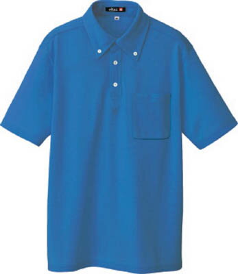 アイトス ボタンダウン半袖ポロシャツ ブルー L 10599006L