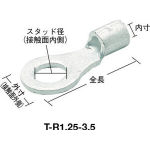 【商品詳細】●接触面（舌部）が丸く、ねじ固定用の取り付け穴がある裸圧着端子です。●軟銅のより線または、単線の電線を接続するために使用します。●電線抱合範囲より線mm[[の2乗]]:6.64〜10.52●電線抱合範囲AWG:8●全長(mm):23.5●スタッド径(mm):5.3●JIS規格品:○●内寸(mm):4.5●電線抱合範囲単線mm:2.89〜3.65●外寸(mm):12.0●色:シルバー●丸形・単線対応タイプ●無酸素銅（C1020）/電気すずメッキ生産国：日本重量：45g【送料について】北海道、沖縄、離島は送料を頂きます。