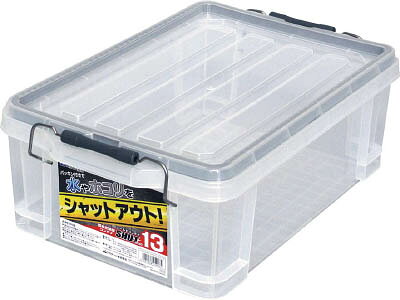【商品詳細】●フタ裏側のフレーム部にパッキン付きなので、水やホコリが入りににくくなっています。●スタッキング（積み重ね）可能です。●フタに便利な目盛りが付いています。●丈夫なステンレス線材バックルです。●容量(L):13●色:クリアー●外寸(mm)間口:295●外寸(mm)奥行:443●外寸(mm)高さ:159●有効内寸(mm)間口:-●有効内寸(mm)奥行:-●有効内寸(mm)高さ:-●有効内寸(mm)間口×奥行×高さ:255×375×140●外寸(mm)間口×奥行×高さ:295×443×159●本体・フタ・バックル：ポリプロピレン(PP)●線材：ステンレス鋼●パッキン：発泡ポリエチレン生産国：日本重量：0.9kg【送料について】北海道、沖縄、離島は送料を頂きます。