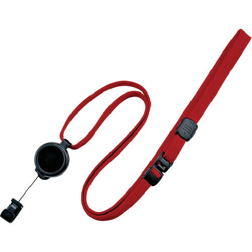 【商品詳細】●非接触IDカードの読み取りに便利な伸縮可能なリールクリップです。●強力クリップでしっかりポケットに挟めます。●安全装置、長さ調整付です。●色：赤●1本●紐サイズ：L約90cm/巾約10mm●リール長さ：最長約60cm●安全装置...