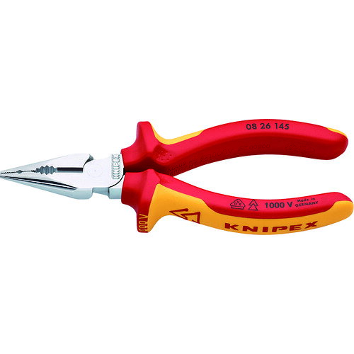 KNIPEX KNIPEX 1000V絶縁ニードルノーズペンチ 145mm 826145【送料無料】