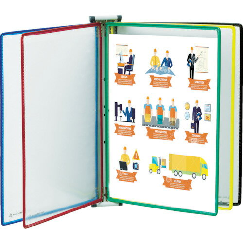 【商品詳細】●カラフルなファイルで資料を見つけやすく、管理し易いです。●吸着力が17.5Nある強力な磁石を使用しています。●部品や金具は丈夫で壊れにくいです。●デザイン性に優れ、工場やオフィスにも良く合います。●工場での掲示用。●資料の掲示用。●色：青、赤、黄、緑、黒●タイプ：A4タテ型●背幅(mm)：120●収納数(枚)：10●縦(mm)：340材質/仕上●フレーム：樹脂●ポケット：ポリ塩化ビニール(PVC)セット内容/付属品●A4収納ファイル×10原産国フランスJANコード3377994146098【送料について】北海道、沖縄、離島は送料を頂きます。