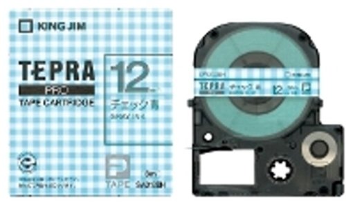 キングジム テープカートリッジ テプラPRO SWX12BH チェック青 グレー文字