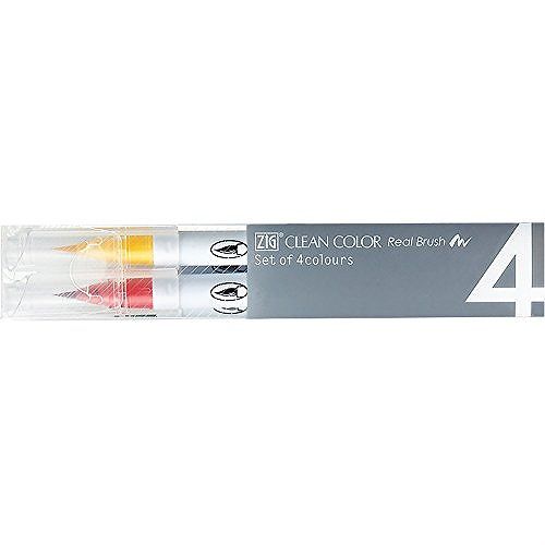 呉竹 クリーンカラーリアルブラッシュ 4色 RB6000AT:4VCJANコード：490142720608128mmX158mmX29mm毛筆タイプのカラーペンなので、線描き・ベタ塗りが自由自在です。 スケッチ、デザイン画、イラストやコミックなど色々な用途に使えます。 サイズ：W28×H158×D29mm【送料について】北海道、沖縄、離島は送料を頂きます。
