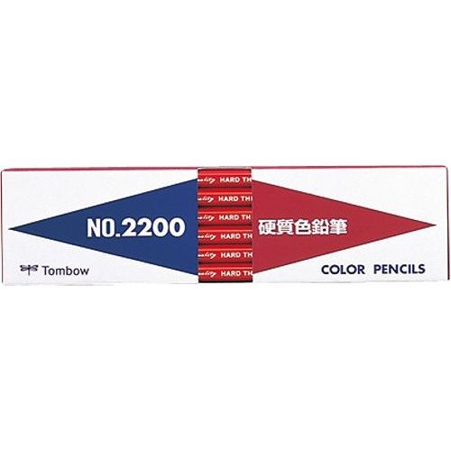 トンボ 硬質色鉛筆 赤 2200-25JANコード：4901991013528【仕様】硬質色芯【軸】六角軸【用途】図表作成・グラフ・デザイン・教材作成・学習用【入数】12本入り(1ダース)【パッケージサイズ】幅47×厚さ17×全長180mm:重量62gグラフや製図に最適。●カラー:赤●仕様:6角軸●単位（入数）:1ダース（12本入）●メーカー品番:2200-25【送料について】北海道、沖縄、離島は送料を頂きます。