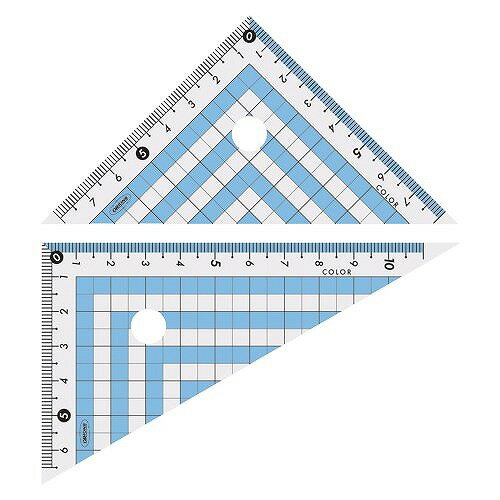 共栄プラスチック カラー三角定規ブルー CPK-120JANコード：4963346114700縦目盛でゼロスタートになっているため直角に立てて深さを計測することができます。カラー三角定規ブルー【送料について】北海道、沖縄、離島は送料を頂きます。
