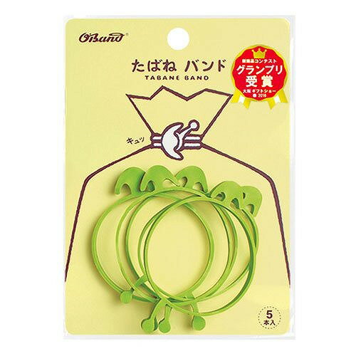 オーバンド たばねバントグリーン-18X3 GHT-602TLGJANコード：4971620214404まきつけてひっかけるだけ！タブを引っ張って簡単に外せる、たばねバンド！番手：#18×3（内径：44.5mm、折径：70mm、切幅：3mm、厚さ：1.1mm)材質：天然ゴム内容量：5本カラー：ライトグリーンたばねバンドを巻きつけてヘッドをひっかけるだけ。タブを引っ張れば簡単に外すことができます。結束したり外したり、繰り返し使えて簡単便利。コード類・文具・キッチン・手芸・園芸・釣具・アウトドア用品の整理などに。アイデア次第で使い方色々。【送料について】北海道、沖縄、離島は送料を頂きます。