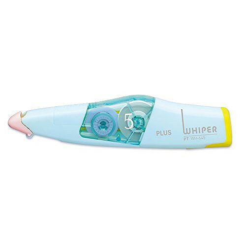 プラス 修正テープWH-6455MMブル 48-756JANコード：4977564617165外形寸法：W113×D19×H26mmテープ長さ6m テープ幅5mm色のかけあわせが楽しい、パステルカラーのかわいいボディ色の掛け合わせが楽しい!ペン型修正テープ。メーカー名：プラス修正テープ(つめ替えタイプ)ローラーヘッド仕様：本体色：ペールブルーテープ幅×長：5mm×6m外形寸法：幅19×奥113×高26mmタテ引きタイプ【送料について】北海道、沖縄、離島は送料を頂きます。