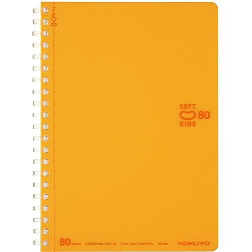 コクヨ ソフトリングドットB罫80枚B6 ス-SV348BT-YRJANコード：4901480334578やわらかリングで書くときに気にならない「ソフトリングノート」に、持ち運びに便利なミニサイズが登場【カラー】 オレンジ【サイズ】 B6サイズ(182×128mm)【罫内容】 中横罫(ドット入り) 【行数】 26行 【枚数】 80枚【材質】 中紙：上質紙、表紙：色透明PP、裏表紙：板紙、リング：オレフィン系樹脂【送料について】北海道、沖縄、離島は送料を頂きます。