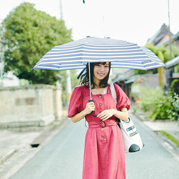 アンファナス 折りたたみ傘 晴雨兼用 軸をずらした傘 シェアリー Sharely ストライプ(代引不可)【送料無料】