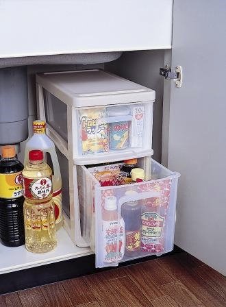 サンコープラスチック 日本製 キッチンストッカー シンクスリム 幅22cm 2段 シンクスリム 211 SBE(代引不可)【送料無料】