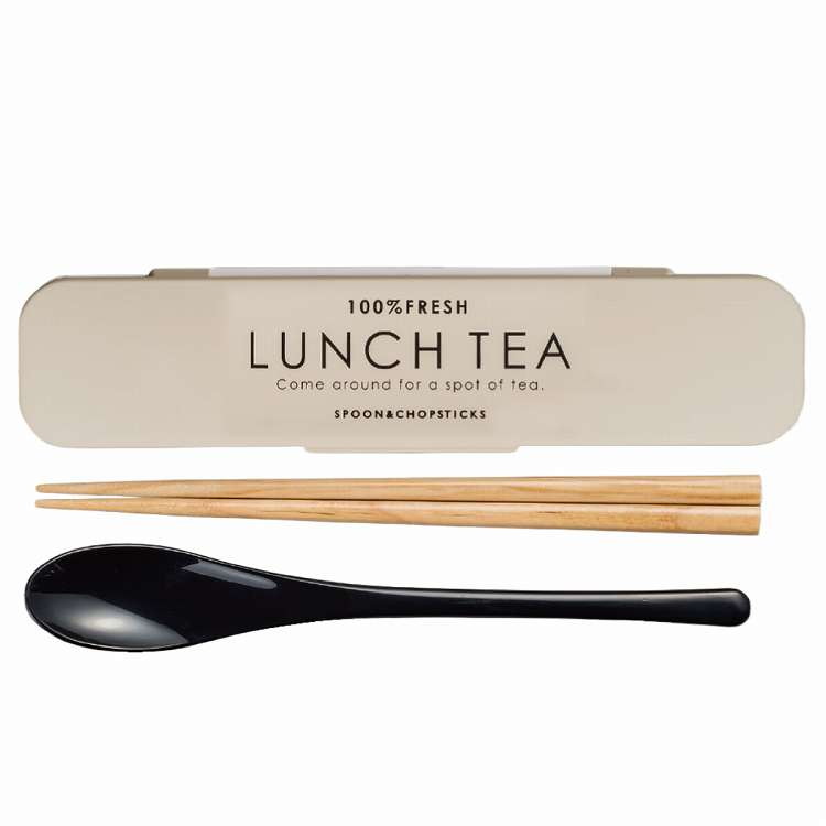 日本製 コンビセット 箸 スプーン LUNCH TEA カトラリー グレー(代引不可)