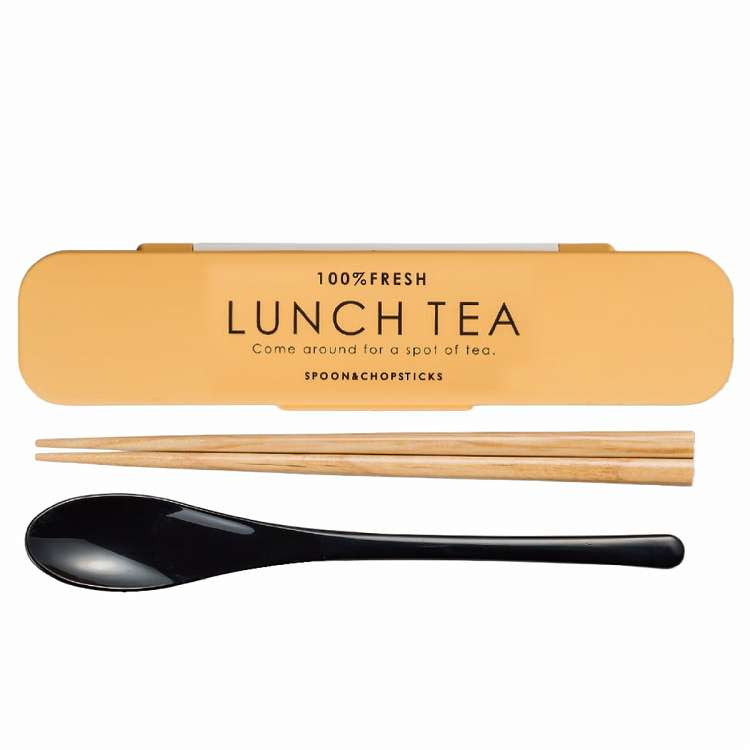 日本製 コンビセット 箸 スプーン LUNCH TEA カトラリー イエロー(代引不可)