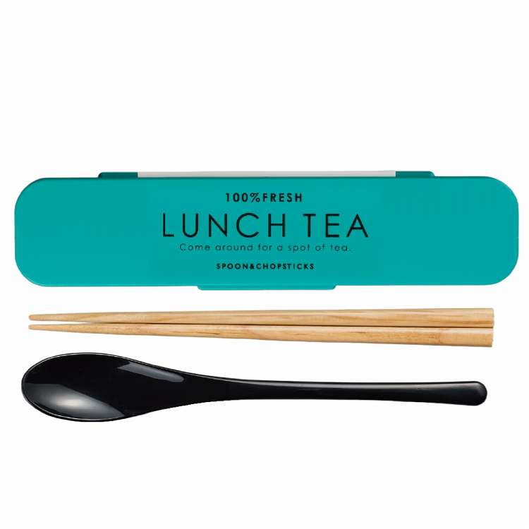 日本製 コンビセット 箸 スプーン LUNCH TEA カトラリー グリーン(代引不可)
