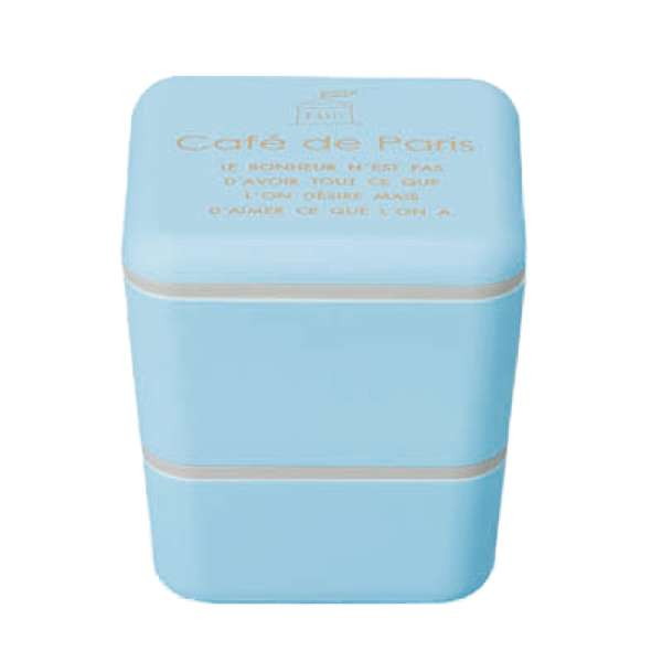 日本製 お弁当箱 2段 保冷剤付き Cafe de Paris スクエアネストランチ 入れ子 600ml ランチボックス ブルー(代引不可)