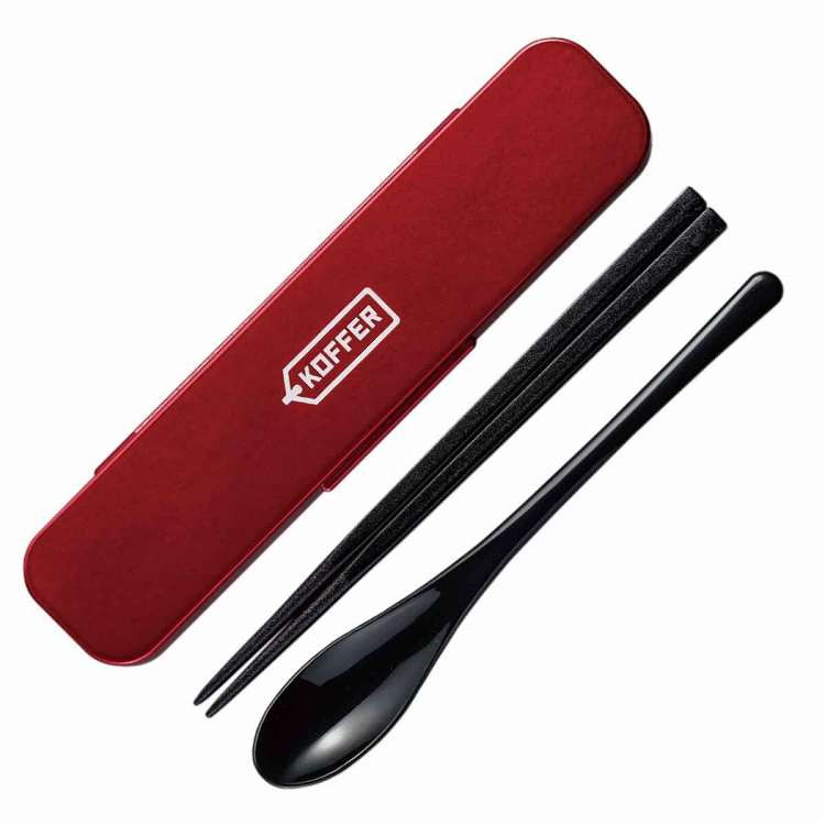 日本製 コンビセット 箸 スプーン 18cm KOFFER レッドメタリック(代引不可)
