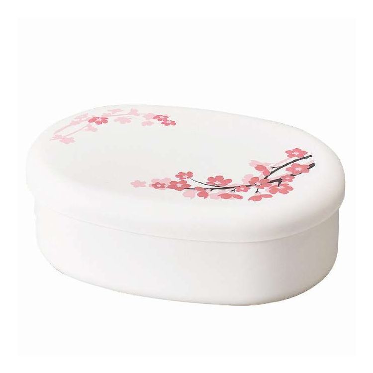 日本製 お弁当箱 小判一段弁当 SAKURA 1段480ml ホワイト たつみや(代引不可)