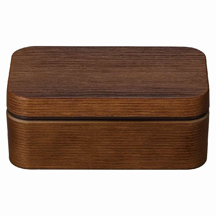 日本製 食洗機対応 お弁当箱 お米がくっつきにくい弁当箱 1段 600ml 木目長角弁当 ブラウン(代引不可)