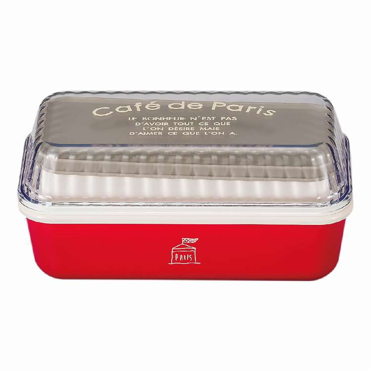 日本製 弁当箱 2段 590ml cafe de Paris 長角EMランチ レッド(代引不可)