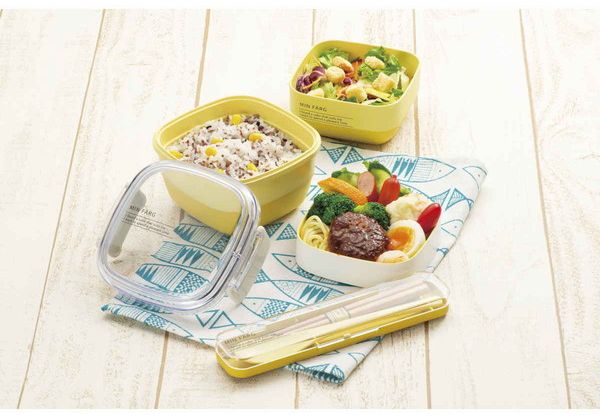 お弁当箱 2段 2点ロック MIN FARG スクウェアランチ 630ml イエロー(代引不可)【送...
