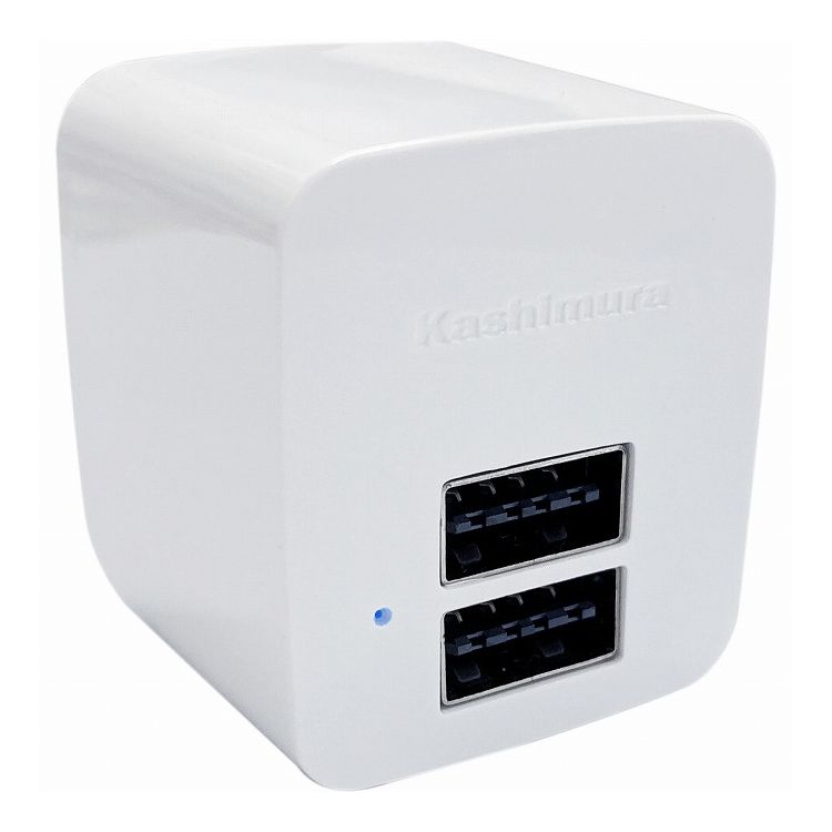 カシムラ 電源タップ AC-2USB-2.4A 自動識別 リバーシブル WH AC-027