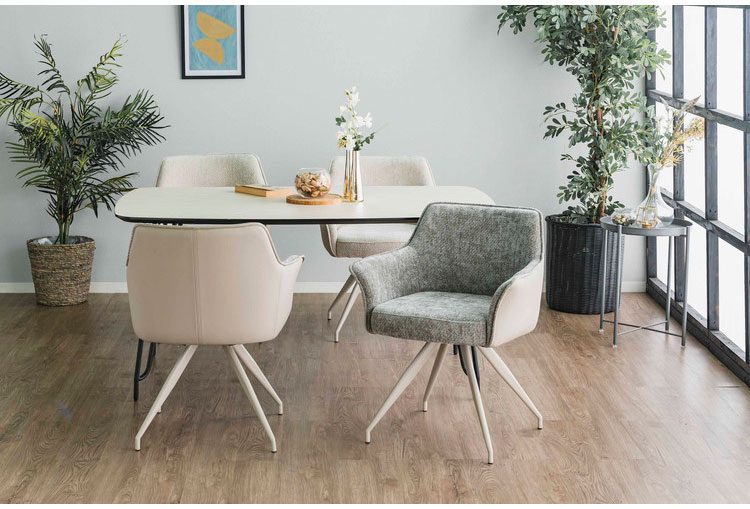 ダイニングチェア 椅子 チェア おしゃれ 食卓椅子 イス 単品 オートリターン 北欧 モダン シンプル エレガント 高級感 肘付き ダイニングチェアー いす 布地 ファブリック 合成皮革 PUレザー(代引不可)【送料無料】 [2]