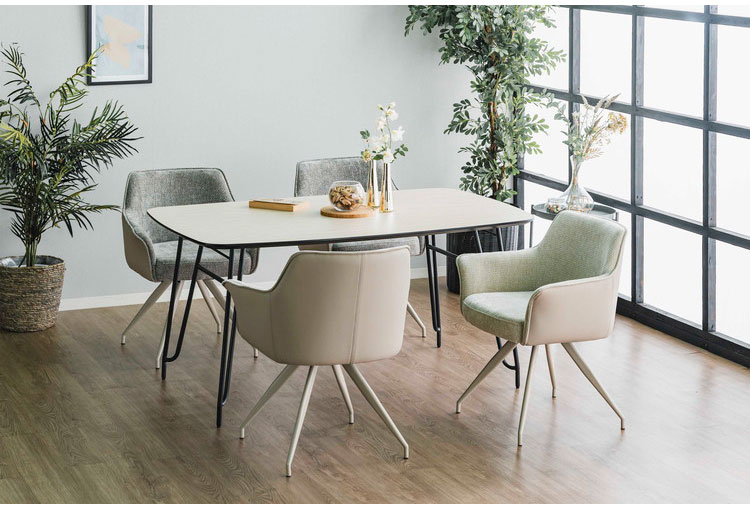 ダイニングチェア 椅子 チェア おしゃれ 食卓椅子 イス 単品 オートリターン 北欧 モダン シンプル エレガント 高級感 肘付き ダイニングチェアー いす 布地 ファブリック 合成皮革 PUレザー(代引不可)【送料無料】 [3]